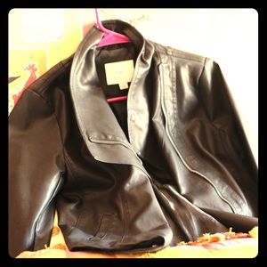 Woman’s black vegan leather jacket